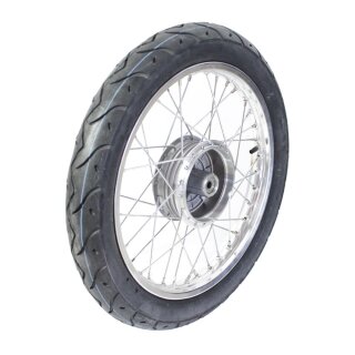 Komplettrad hinten auf Alu Felge mit VeeRubber VRM099, Speichen verchromt pas. f. Simson S51 S50 KR51 Schwalbe Spatz Star Sperber Habicht