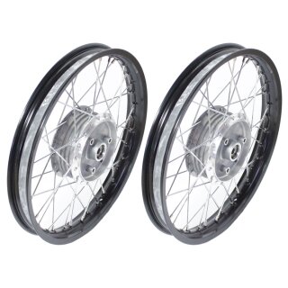 2x Speichenrad Felge schwarz chrom Speichen für Simson S51 S50 S53 Spatz Star Star Sperber Habicht KR51 Schwalbe Duo