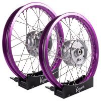Set Felgen - 2x 1,85 - Alu lila - Edelstahlspeichen -...