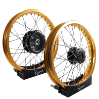 Set Felgen - 2x 1,85 - Alu gold- Edelstahlspeichen - Nabe...