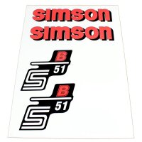 Aufkleber Satz für Simson S51 B Schriftzug Tank rot Kleber