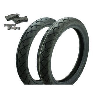 Set Reifen + Schlauch + FB hinten breit für Simson S51 S50 S53 S70 Star Sperber Habicht KR51 Heidenau K63 Sportreifen Slick 2,75x16 80/80 vorn + 90/80 hinten 46J + 52J TL 16