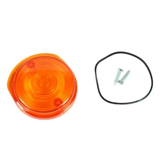 Blinker Glas Dichtung Schrauben rund Orange vorn mit E-Zeichen für Simson S51 S50 SR50 MZ ETZ TS 150 125 250 12V