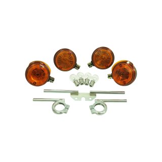 4 Blinker + Halterungen für Simson S51 S50 S70 12V 21W vorn hinten mit Streben E-Zeichen