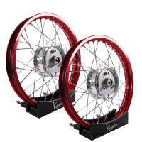 Set Felgen - 2x 1,50 - Alu rot - Edelstahlspeichen - Nabe...