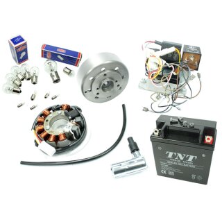 Vape 3 Elektronik Zündung + Gel Akku + Lampen für Simson SR50 SR80 Roller Magnete im Rotor vergossen, Lichtmaschine