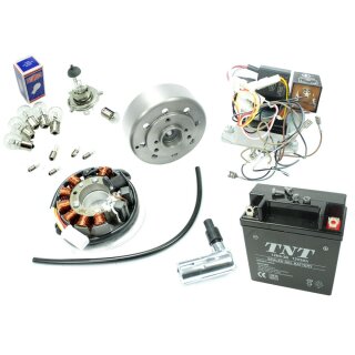 Vape 3 Elektronik Zündung + Gel Akku + Lampen HS1 Scheinwerfer für Simson SR50 SR80 Roller Magnete im Rotor vergossen, Lichtmaschine