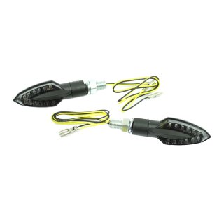 Paar Mini Blinker LED 12V mit M8 Gewinde schwarz rauch für Simson S51 S50 S70 S53 MZ ETZ 125 150 250 20mm kurzarm Miniblinker