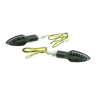 Paar Miniblinker LED 12V mit M8 Gewinde schwarz für Simson S51 S50 S70 S53 MZ ETZ 125 150 250 20mm kurzarm