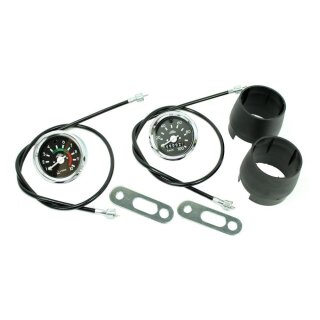 Set 100 km/h MMB Tachometer + MMB Drehzahlmesser DZM verchromter Ring Halter Welle pas. f. Simson S51 S50 S70 S53