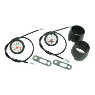 Set 100 km/h MMB Tachometer + MMB Drehzahlmesser DZM weiß + schwarzer Ring Halter Welle für Simson S51 S50 S70 S53