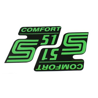 2 Klebefolien Aufkleber Seitendeckel für Simson S51 C Comfort grün DDR Luxus