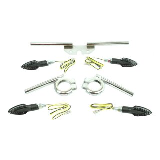 4 LED 12V Miniblinker + Blinkerhalter 12V mit M8 Gewinde für Simson S51 S50 S70 S53 20mm kurz, chrom