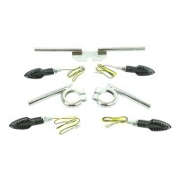 4 LED 12V Miniblinker + Blinkerhalter 12V mit M8 Gewinde...