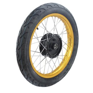 Komplettrad Rennreifen VRM099 275x16" hinten für Simson S51 S50 KR51 Schwalbe S70 S53 Spatz Star Sperber Habicht Felge Gold Speichen Reifen
