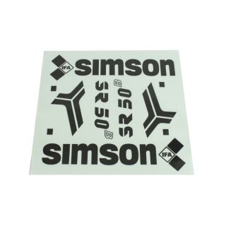 Aufkleber Satz für Simson SR50 schwarz Knieblech Beinblech Rahmen Patch Sticker Klebefolien