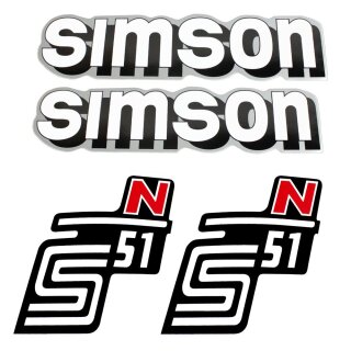 4 x Klebefolie Tank Aufkleber Seitendeckel pass f Simson S51N rot weiß