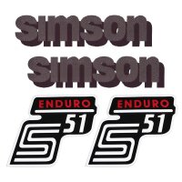 Set Aufkleber Tank Seitendeckel für Simson S51 E...
