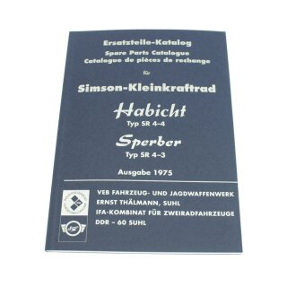 Simson Buch Ersatzteilliste Habicht Sperber Ersatzteilkatalog 1975 Teileliste 4-Gang Motor