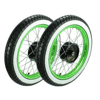 2 Räder Weißwand Reifen Kompletträder pas f Simson S51 S50 S53 Star Schwalbe