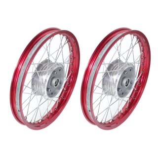 2 Speichenräder, 2 Felgen 1,5x16 Rot für Simson S51 S50 S70 KR51 Schwalbe S50 Star Sperber Habicht Spatz S53 Speichen chrom